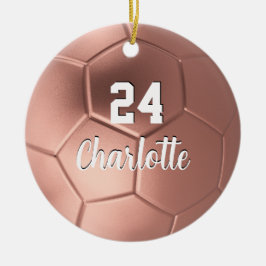 Girl Rose Gold Soccer Ball Personalisierter Name Keramik Ornament