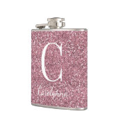 Girl Rose Gold Sparkle Glitzer Monogram Flachmann (Links)