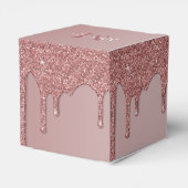Girl Rose Gold Sparkle Glitzer Tropfen Monogram Geschenkschachtel (Rückseite)