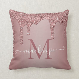 Girl Rose Gold Sparkle Glitzer Tropfen Monogram Kissen