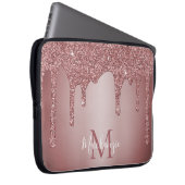 Girl Rose Gold Sparkle Glitzer Tropfen Monogram Laptopschutzhülle (Vorne Rechts)