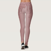 Girl Rose Gold Sparkle Glitzer Tropfen Monogram Leggings (Rückseite)