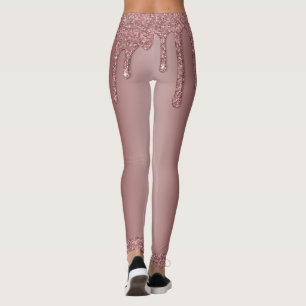 Girl Rose Gold Sparkle Glitzer Tropfen Monogram Leggings