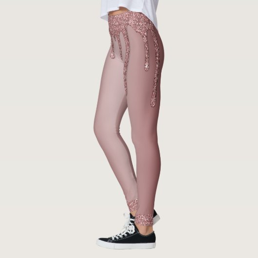 Girl Rose Gold Sparkle Glitzer Tropfen Monogram Leggings (Links)
