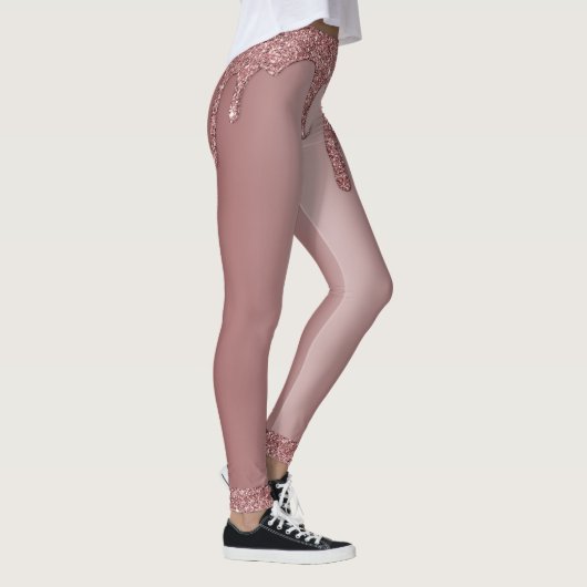 Girl Rose Gold Sparkle Glitzer Tropfen Monogram Leggings (Rechts)
