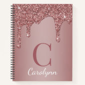 Girl Rose Gold Sparkle Glitzer Tropfen Monogram Notizblock (Vorderseite)