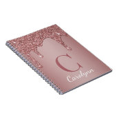 Girl Rose Gold Sparkle Glitzer Tropfen Monogram Notizblock (Rechte Seite)