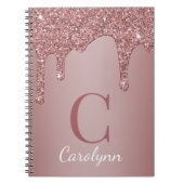 Girl Rose Gold Sparkle Glitzer Tropfen Monogram Notizblock (Vorderseite)