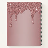 Girl Rose Gold Sparkle Glitzer Tropfen Monogram Notizblock (Rückseite)