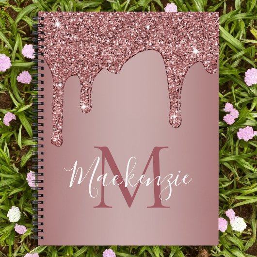 Girl Rose Gold Sparkle Glitzer Tropfen Monogram Notizblock