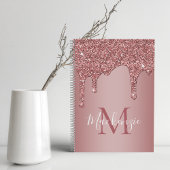 Girl Rose Gold Sparkle Glitzer Tropfen Monogram Notizblock