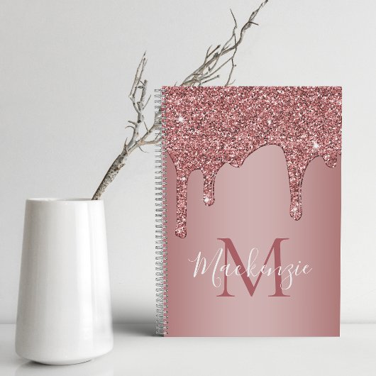 Girl Rose Gold Sparkle Glitzer Tropfen Monogram Notizblock