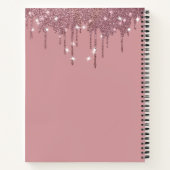 Girl Rose Gold Sparkle Glitzer Tropfen Monogram Notizblock (Rückseite)