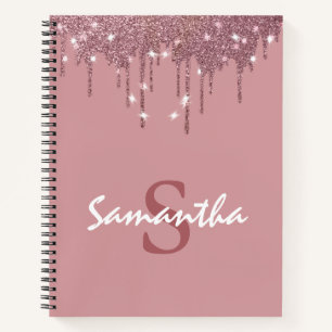 Girl Rose Gold Sparkle Glitzer Tropfen Monogram Notizblock