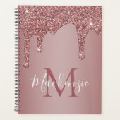 Girl Rose Gold Sparkle Glitzer Tropfen Monogram Planer (Vorderseite)
