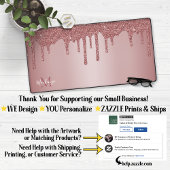 Girl Rose Gold Sparkle Glitzer Tropfen Monogram Schreibtischunterlage