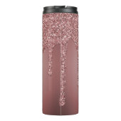 Girl Rose Gold Sparkle Glitzer Tropfen Monogram Thermosbecher (Rückseite)
