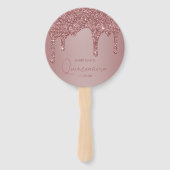 Girl Rose Gold Sparkle Glitzer Tropfen Quinceanera Fächer (Rückseite)