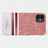 Girl Rose Gold Streifen Imitate Glitzer mit Name Case-Mate iPhone Hülle (Rückseite (Horizontal))