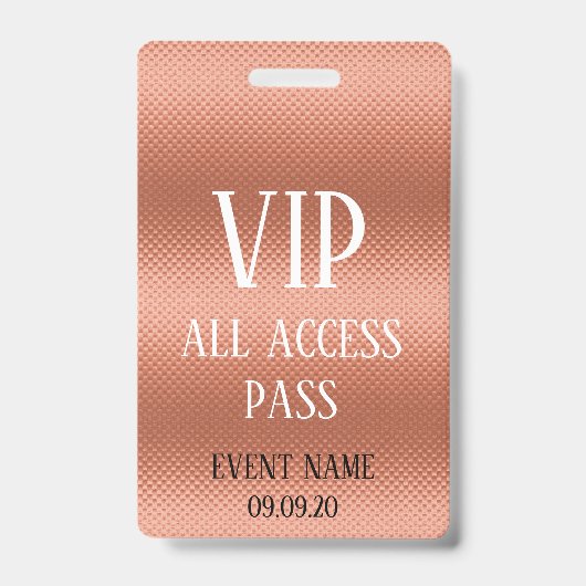 Girl Rose Gold VIP Access Event Abzeichen Ausweis (Vorderseite)