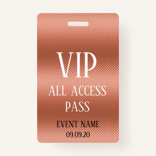 Girl Rose Gold VIP Access Event Abzeichen Ausweis (Vorderseite)