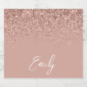 Girl-Rose-Rosa-Rosa-Glitzer-Monogramm-Bier B Bierflaschenetikett (Einzelnes Label)