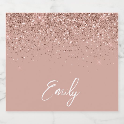 Girl-Rose-Rosa-Rosa-Glitzer-Monogramm-Bier B Bierflaschenetikett (Einzelnes Label)