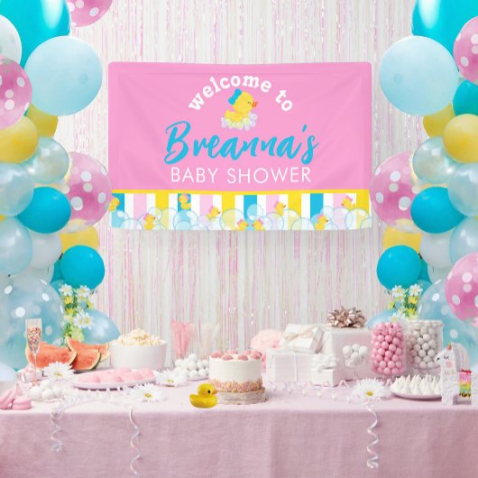 Girl Rubber Duck Baby Shower Empfang Banner
