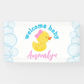 Girl Rubber Duck Begrüßungsname Hängend Banner (Horizontal)
