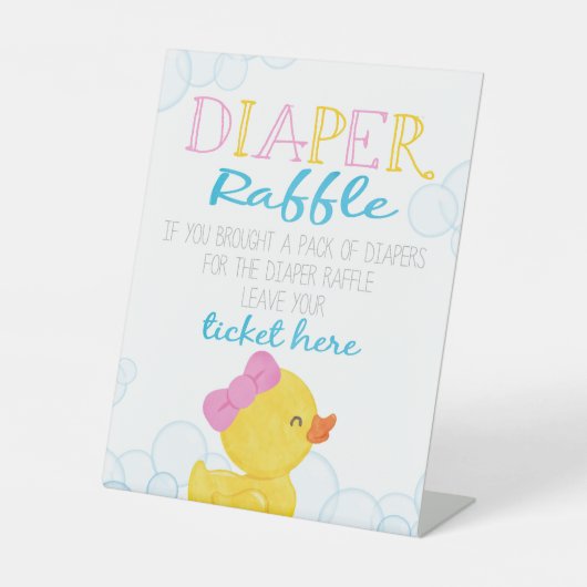 Girl Rubber Duck DIaper Raffle Babydusche Sockelschild (Vorderseite)