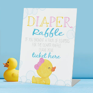 Girl Rubber Duck DIaper Raffle Babydusche Sockelschild