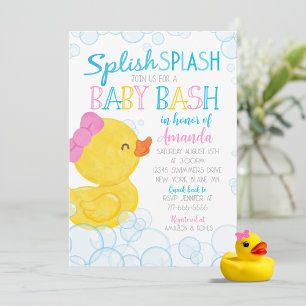 Girl Rubber Duck Splish Splash Baby Dusche Einladung