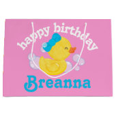 Girl Rubber Ducky Personalisiert Geburtstag Große Geschenktüte (Vorderseite)