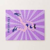 Girl Running Marathon Runner Jogger Pink Name Nied Puzzle (Horizontal)