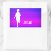 Girl Running; Violet Blue und Magenta Rechteckiger Aufkleber (Tasche)