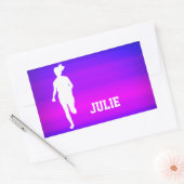 Girl Running; Violet Blue und Magenta Rechteckiger Aufkleber (Umschlag)