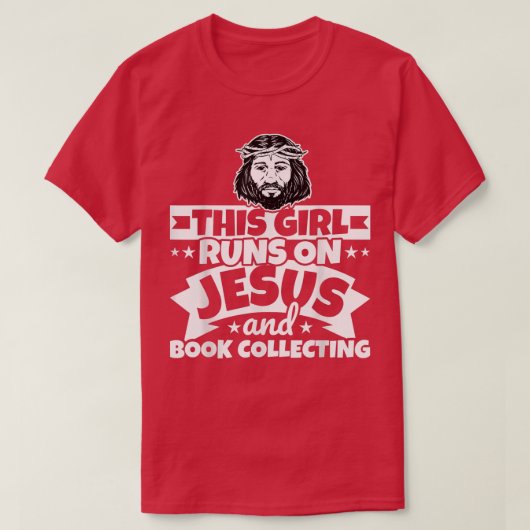 Girl runs on Jesus and Book collecting T-Shirt (Design vorne)
