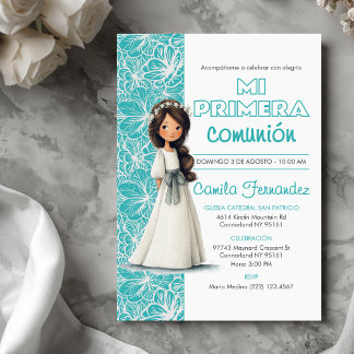 Girl’s First Communion Cute Catholic Religious Einladung