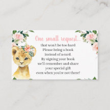 Girl Safari Animal Baby Shooting Book Request Card