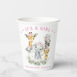 Girl Safari Animal Baby Shooting Paper Cups Pappbecher