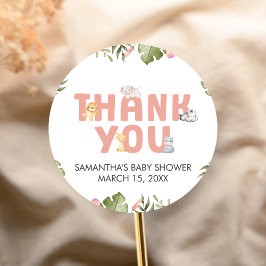 Girl Safari Animal Baby Shower Runder Aufkleber