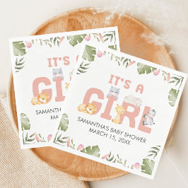 Girl Safari Animal Baby Shower Serviette