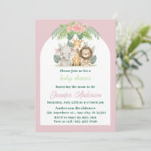 Girl Safari Animals Baby Dusche Einladung (Stehend Vorderseite)