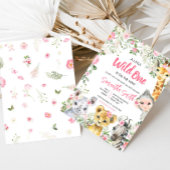 Girl Safari Animals Baby Dusche Einladung