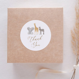Girl Safari Animals Baby Dusche Vielen Dank Runder Aufkleber