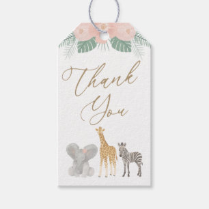 Girl Safari Animals Baby Shower Geschenkanhänger
