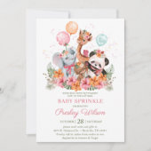 Girl Safari Animals Baby Sprinkle Einladung (Vorderseite)