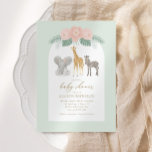 Girl Safari Animals Kinderdusche Einladung<br><div class="desc">Laden Sie Freunde und Familie ein,  um ein kleines zu feiern! Diese Safari-Einladung beinhaltet Goldtypografie und bezaubernde Baby Safari Tiere auf einem minzgrünen Hintergrund.</div>