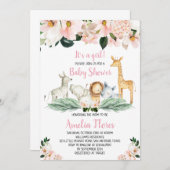 Girl Safari Animals Kinderdusche Einladung (Vorne/Hinten)