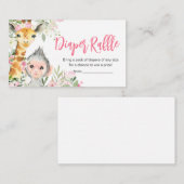 Girl Safari Animals Kinderdusche Windelwischer Begleitkarte (Vorne/Hinten)